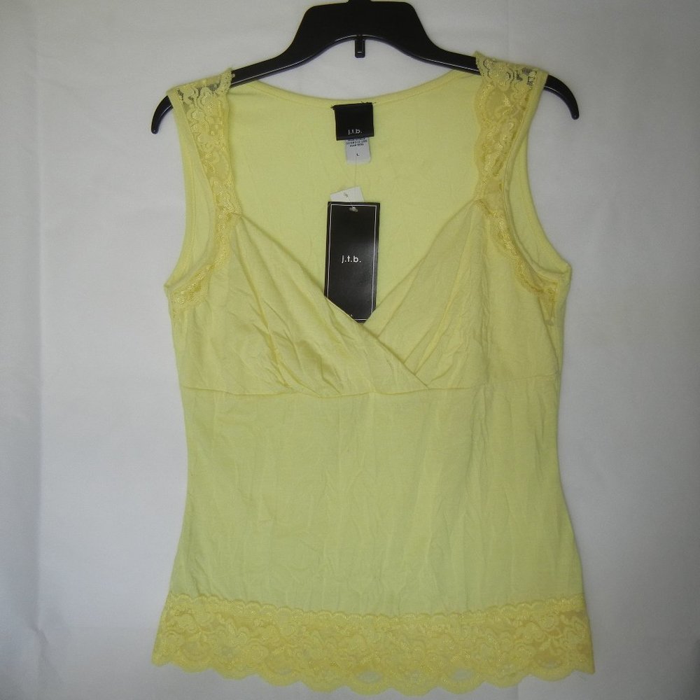 NEW! Y2k 90s Large Tank Top Lace V Neck Faux Wrap Crossover Top Blouse